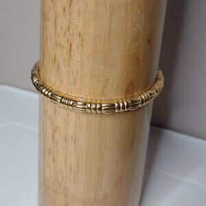8 Inch Gold Tone Metal Monet Bangle